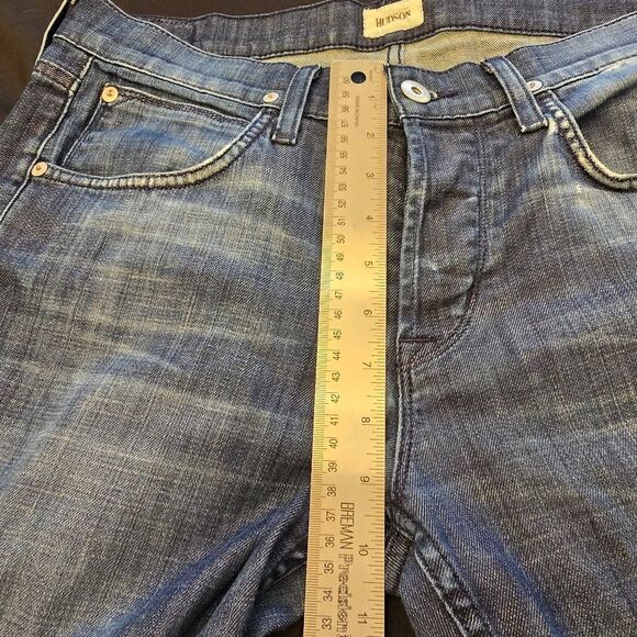 HUDSON "Byron" Dark Wash Button Closure Distressed Jeans - Picture 10 of 10
